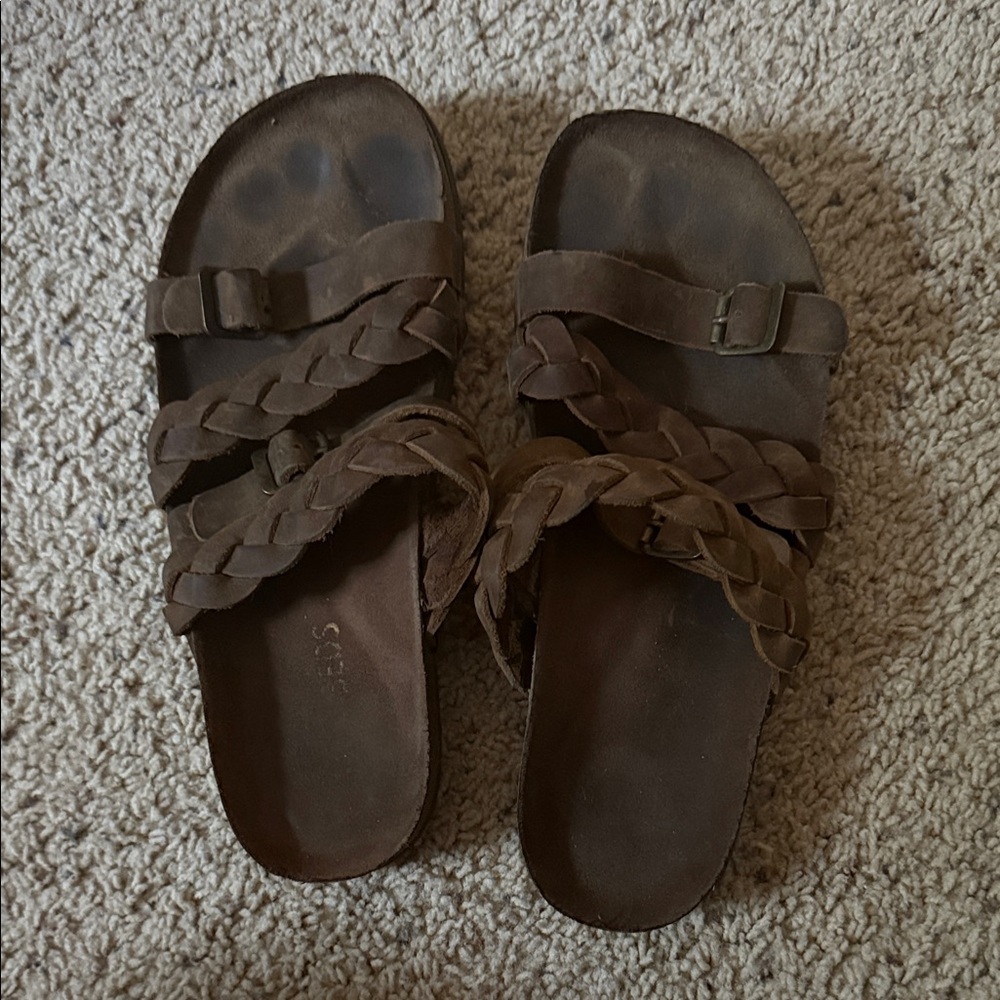 Brown Braided Sandals
